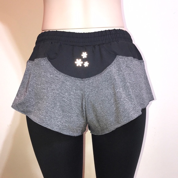 Black Compression Leggings Grey Shorts Running - Picture 10 of 12